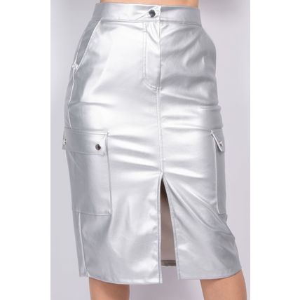 Faux Leather High-rise Cargo Skirt