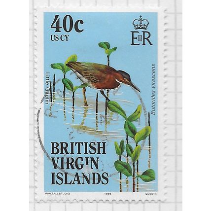 VIRGIN ISLANDS BRITISH 1985 BIRDS LITTLE GAULIN FAUNA 40c USED IMPRINT 1985