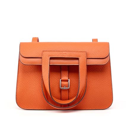 Womens Genuine Leather Casual Handbags Orange
