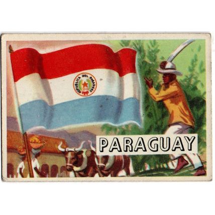 A & B C GUM TRADE CARD FLAGS OF THE WORLD 1959 No. 57. PARAGUAY 95 X 67 mm