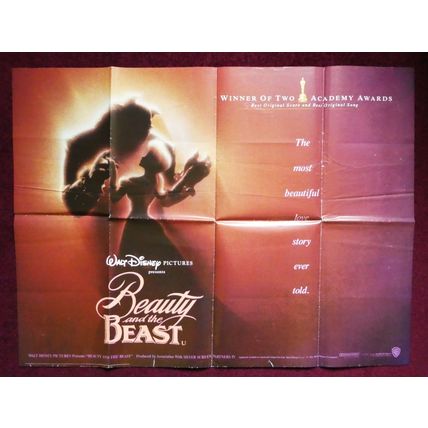 BEAUTY AND THE BEAST (1991) Vintage U.K. Quad **Walt Disney cartoon version**