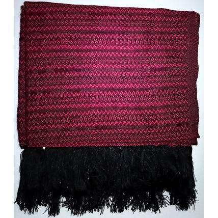 Elegant-Ultra-Soft-Lightweight **BLACK-PINK** Traditional Rebozo Shawl Mexico