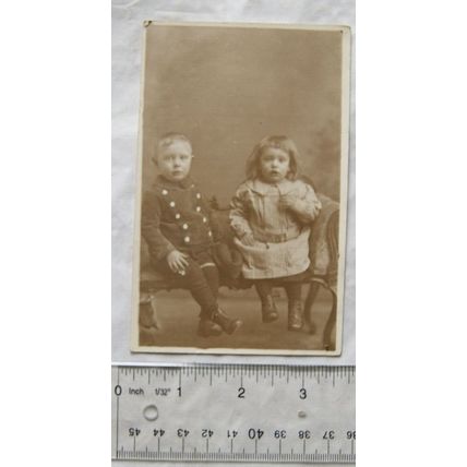 Vintage photo - two children - boy and girl