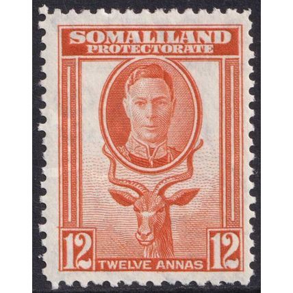 Somaliland Protectorate KGVI 1942 12a Red-Orange Kudu SG112 Mint MH