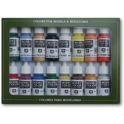 Vallejo - Model Color Basic Colors USA Set | Modeling Acrylic Paints | 16 Bottle