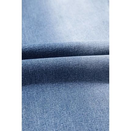 Beau Blue Vintage Stitching Raw Hem Flared Jeans