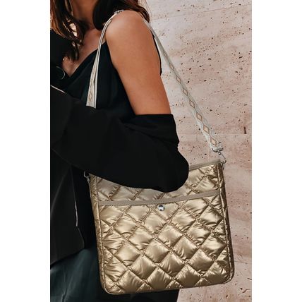 Gold Quilted Large Capacity Shoulder Bag