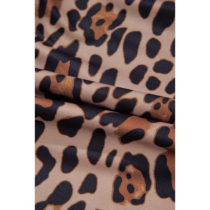 Brown Spaghetti Straps Ruched Leopard Bodysuit