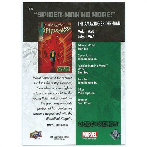 2012 Marvel Beginnings 2 Breakthrough Issues - #B-60 - The Amazing Spider-Man 50