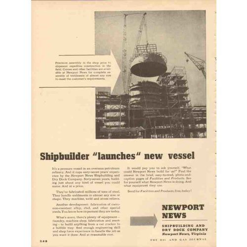 newport news shipbuilding dry dock company 1953 new vessel vintage ad