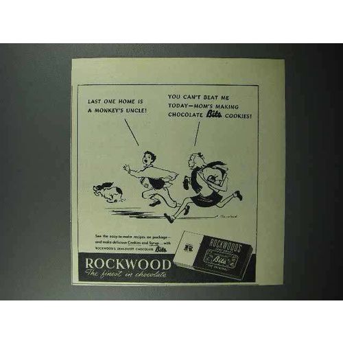 1945 Rockwood's Chocolate Bits Ad - Monkey's Uncle