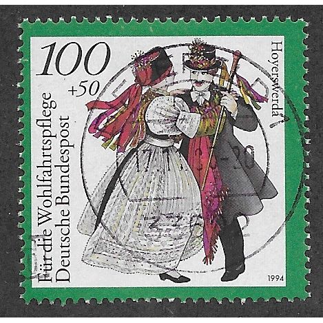 GER 1994 100pf+50 'NATIONAL COSTUMES- HOYERSWENDA' FINE USED (EBID52-210)