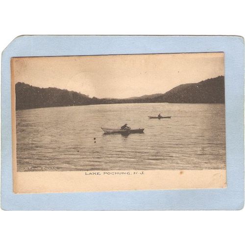 New Jersey Lake Pochung Lake Scene w/ Boats~3532