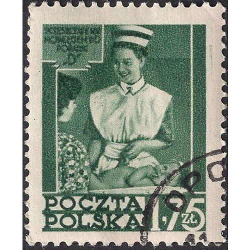 POLAND, Nurse with Mother and Child, green 1953, 1.75 Zl, #2