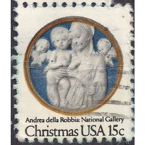 USA, CHRISTMAS, Madonna and Cherubim, Robbia, blue 1978, 15c