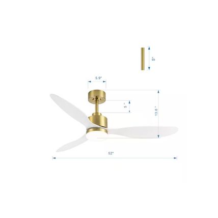 Sawyer 52" Integrated LED Indoor Gold White-Blades Fan w/ Light & Remote