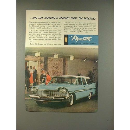 1959 Plymouth Station Wagon Ad - Brought Home Groceries