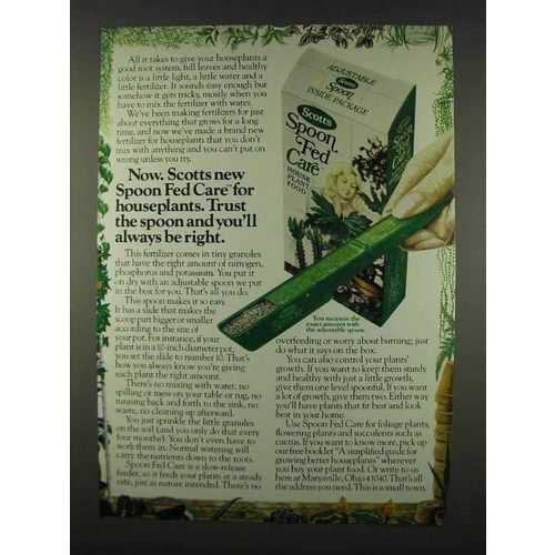 1978 Scotts Spoon Fed Care Ad - For Houseplants