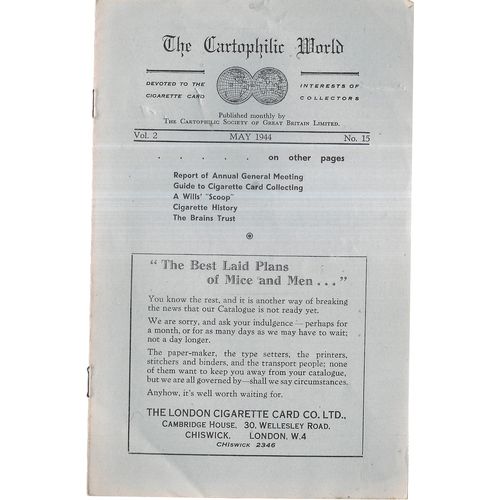 THE CARTOPHILIC WORLD magazine MAY 1944, VOL 2, no 15