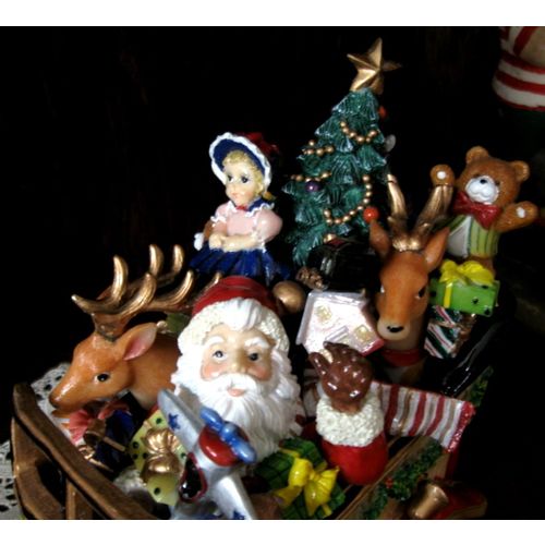 NIB Fitz & Floyd Santa Mobile Christmas Music Box, We Wish You A Merry......