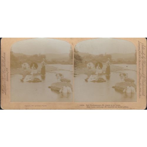 Sad Predicament – Humorous Beach Scene - Underwood 1891 Antique Stereoview Card