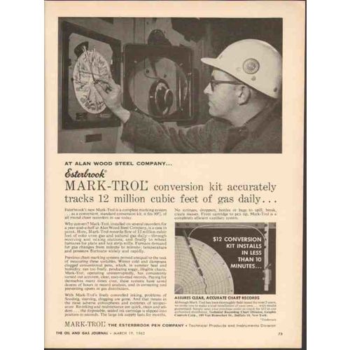 ESTERBROOK PEN COMPANY 1962 Mark-Trol Alan Wood Steel gas vintage ad