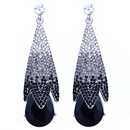 Water Drop Crystal Earrings - Black