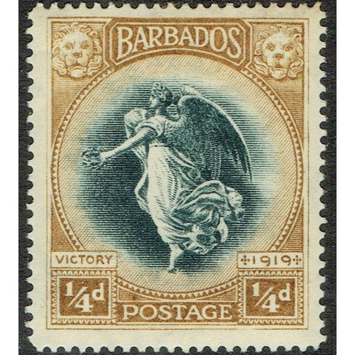 Barbados 1920 Victory ¼d Black and Bistre Brown SG201 MM