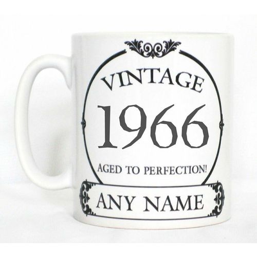 Vintage 1966 Aged To Perfection Mug PERSONALISED Wine Label Birthday Year Gift