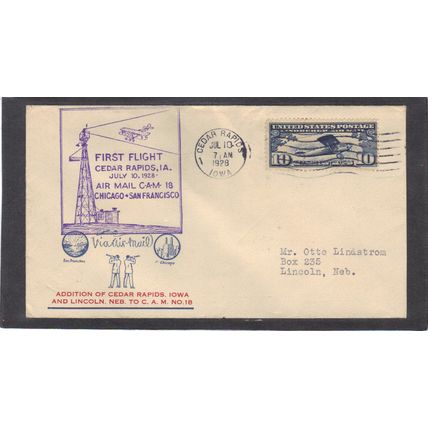 1st Flight C10 10c Spirit of St. Louis (Unkn Cachet-Typed/A) CV00898