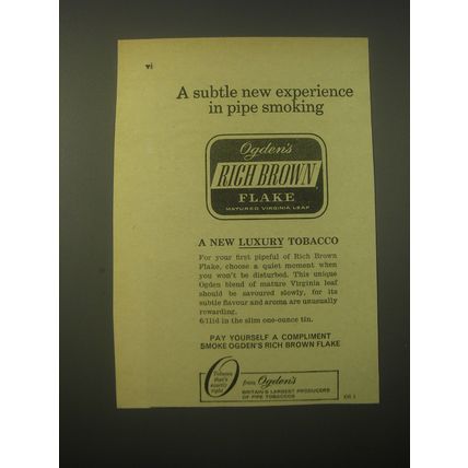 1965 Ogden's Rich Brown Flake Tobacco Ad - A subtle new experience