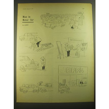 1967 Cartoon Man in Motor Car by Larry
