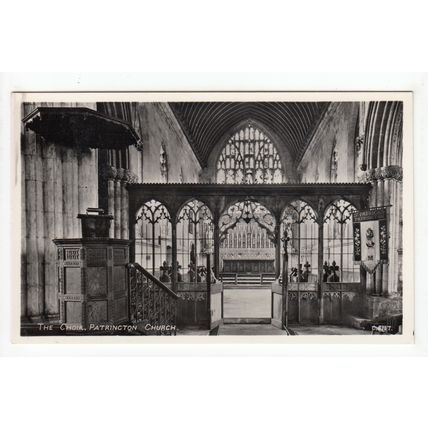Church Interior Choir Patrington Postcard RP East Yorkshire
