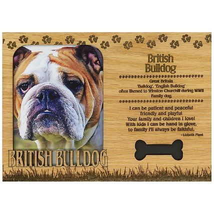 British Bulldog Engraved Wood Picture Frame Magnet