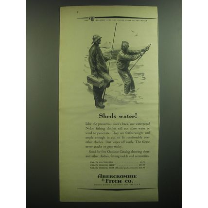 1947 Abercrombie & Fitch Ad - Nylon Sou'wester, Fishing Shirt and Fishing Suit