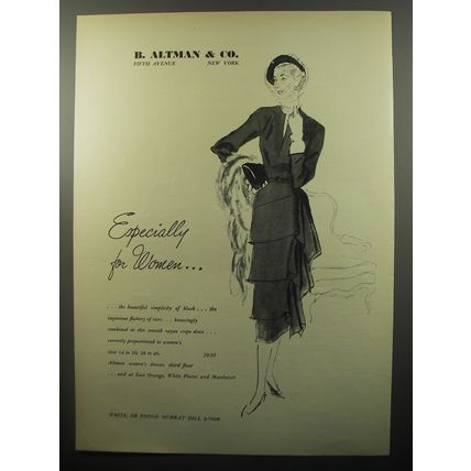 1950 B. Altman & Co. Dress Ad - Especially for Women