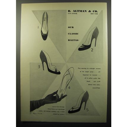 1950 B. Altman & Co. Balta Shoes Ad - Our classic Baltas