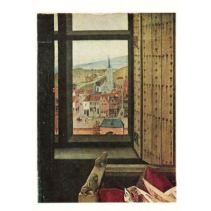 Robert Campin The Virgin & The Child Before A Fire Screen Rare Painting Postcard