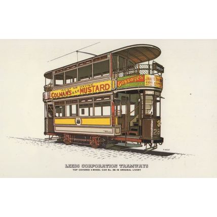 Leeds Corporation Transport Old 4 Wheeled Car Bus Tram Postcard