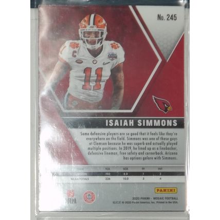 2020 Panini Mosaic ISAIAH SIMMONS (Cardinals) Rookie Card #245
