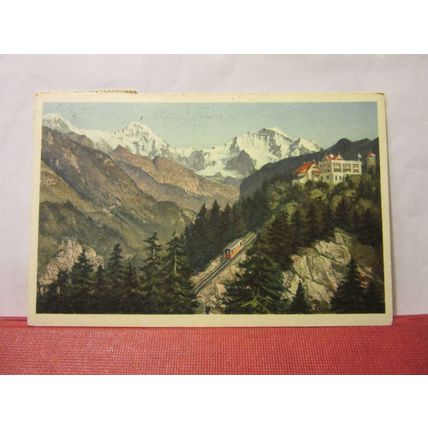 EIGER, MONCH & JUNGFRAU, INTERLAKEN, SWITZERLAND used postcard 1954 postmark #