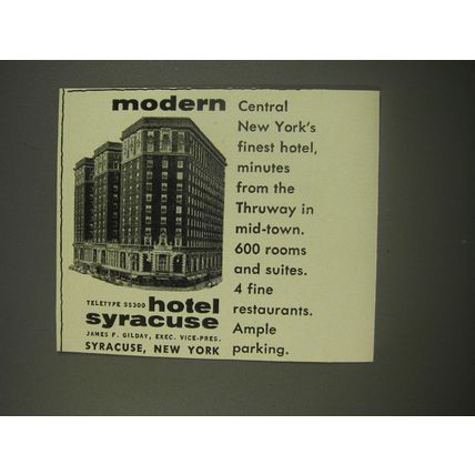 1956 Hotel Syracuse Ad - Modern Central New York's finest hotel