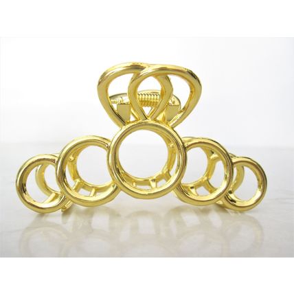 Rose gold silver or dark silver tone circles metal hair claw clip