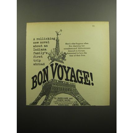 1957 Random House Book Ad - Bon Voyage by Marrijane and Joseph Hayes
