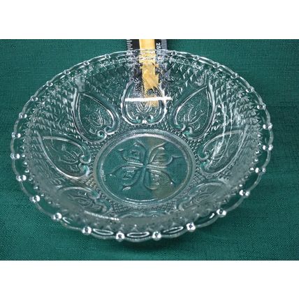 Vintage Cut Clear Glass Candy Dish W/Lid Malaysia KIG Heart & Roses