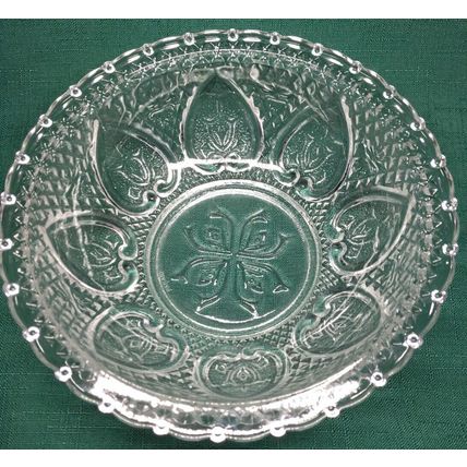 Vintage Cut Clear Glass Candy Dish W/Lid Malaysia KIG Heart & Roses