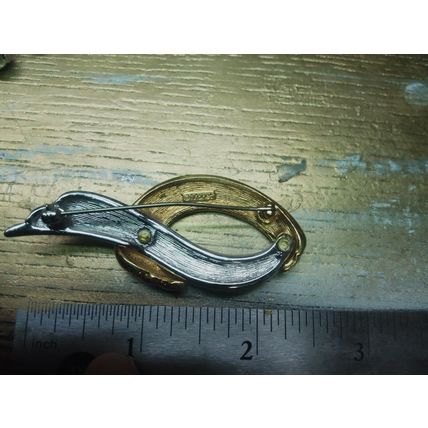 Vintage Silver & Gold Tone Monet Brooch Pin Modernist Style Elegance two tone