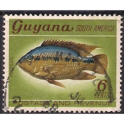 Guyana 1968 QE2 6ct Black Acara SG 452 ( J1312 )