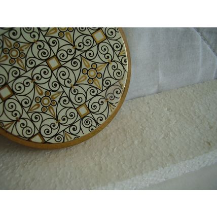 Vintage Stratton Geometric Cream Powder Compact 1970 Pattern