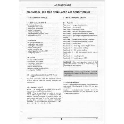 Citroen Xsara Diagnosis Valeo 220 ASIC 1999 BRE0578GB PDF